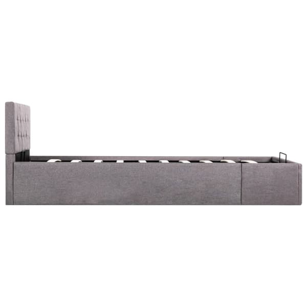 hydraulisk opbevaringsseng 100 x 200 cm stof gråbrun