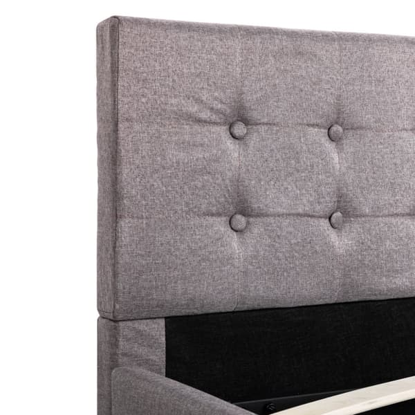 Sängram med hydraulisk förvaring taupe tyg 140x200 cm