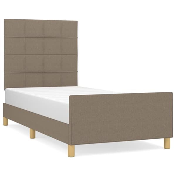 sengeramme med sengegavl 90x190 cm stof gråbrun
