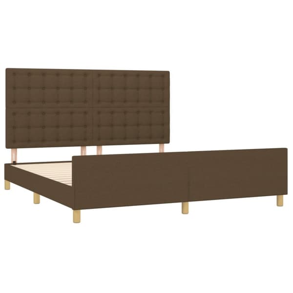 sengeramme med sengegavl 160x200 cm stof mørkebrun