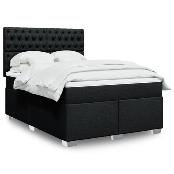 kontinentalseng med madras 140x190 cm stof sort