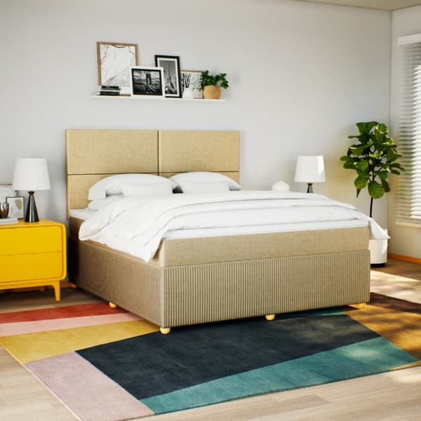 kontinentalseng med madras 180x200 cm stof cremefarvet