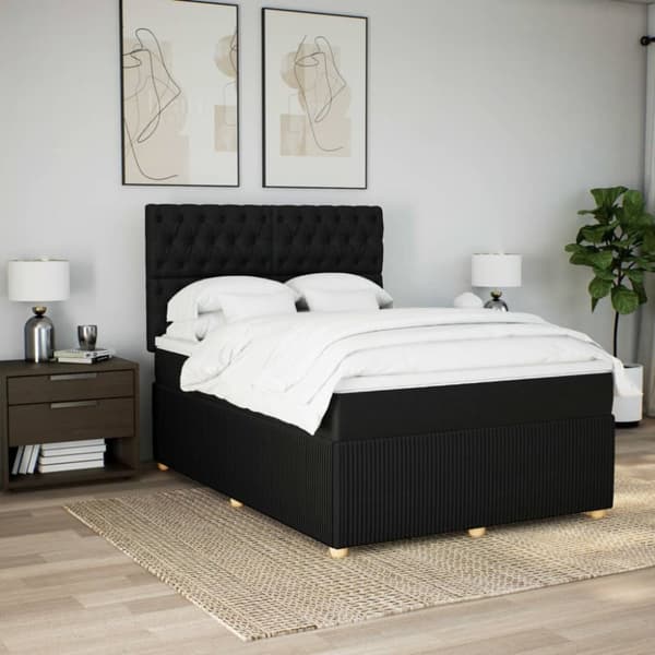kontinentalseng med madras 140x190 cm stof sort