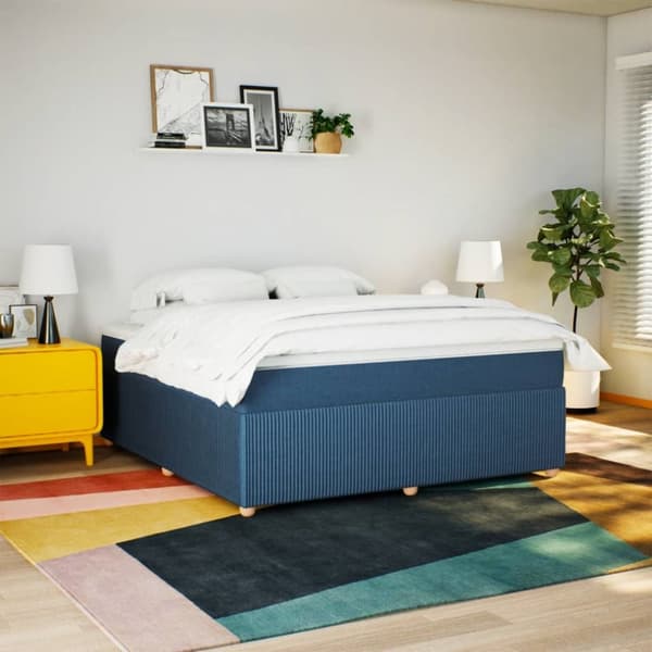 kontinentalseng med madras 180x200 cm stof blå