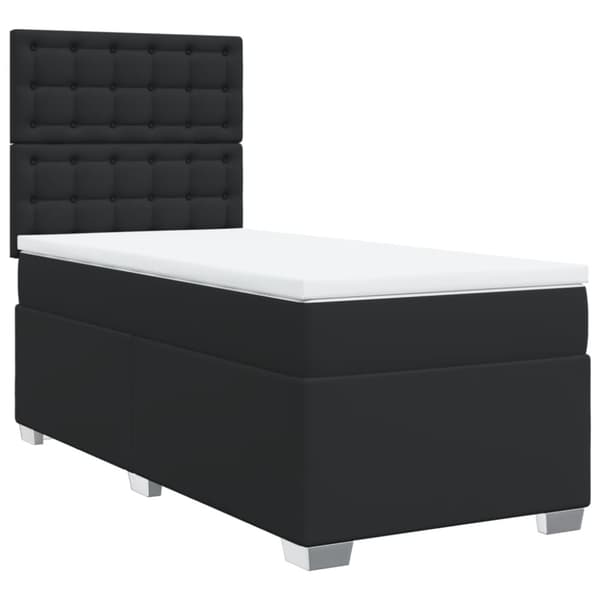 Ramsäng med madrass svart 90x190 cm konstläder