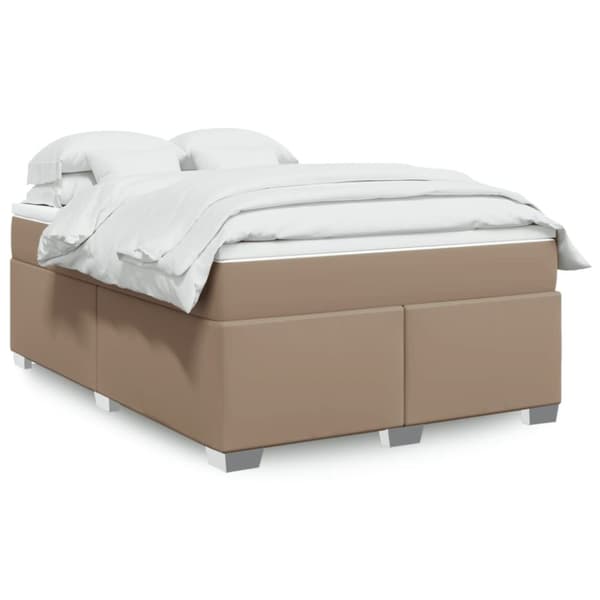 kontinentalseng 140x190 cm kunstlæder cappuccinofarvet