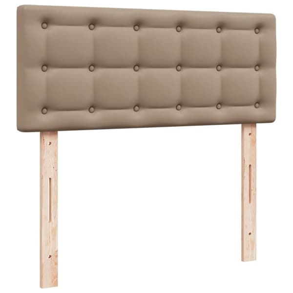 Ramsäng med bäddmadrass cappuccino 90x190 cm konstläder