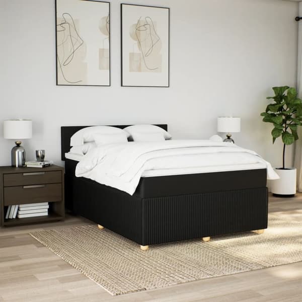 kontinentalseng med madras 140x200 cm stof sort