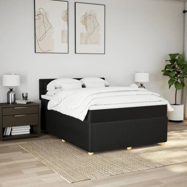 kontinentalseng med madras 140x200 cm stof sort