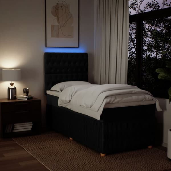 kontinentalseng med madras 80x200 cm stof sort