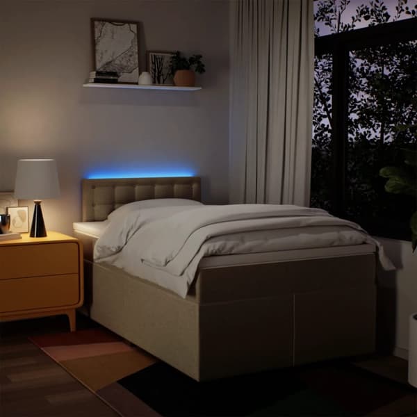 kontinentalseng med madras 120x190 cm stof cremefarvet