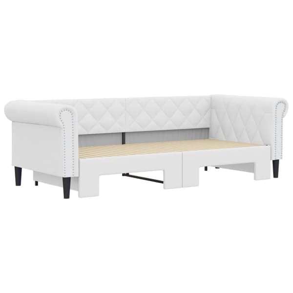 Dagbädd utdragbar vit 90x200 cm konstläder
