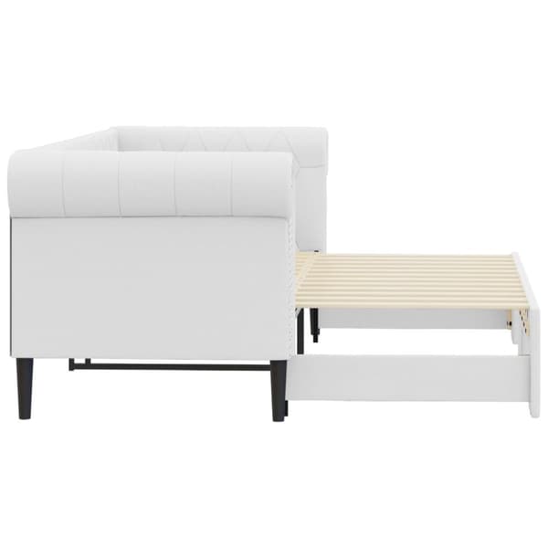 Dagbädd utdragbar vit 90x200 cm konstläder