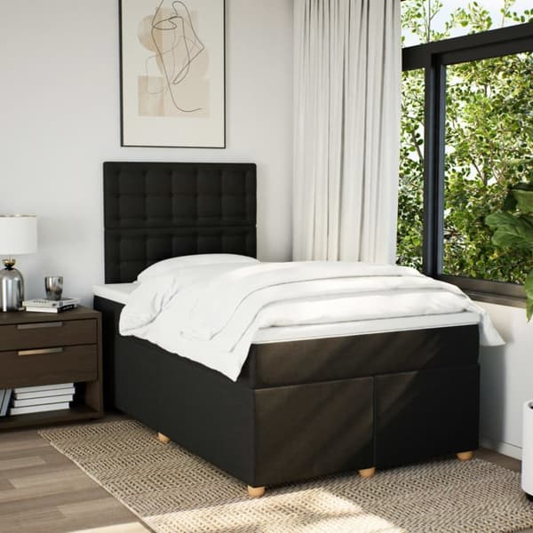 Ramsäng med madrass svart 120x190 cm tyg
