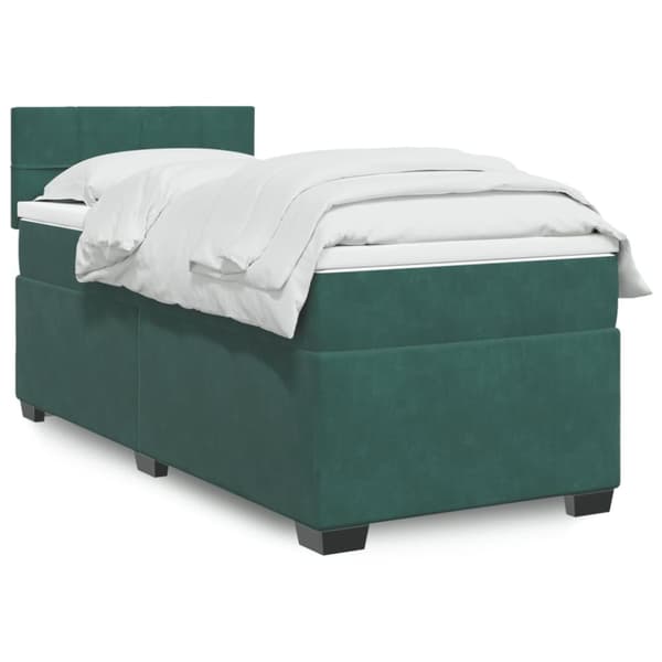 kontinentalseng med madras 90x200 cm fløjl mørkegrøn