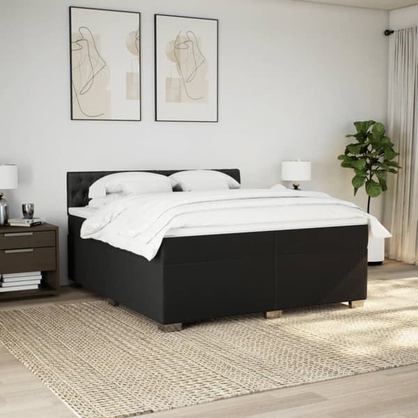 Ramsäng med madrass svart 200x200 cm tyg