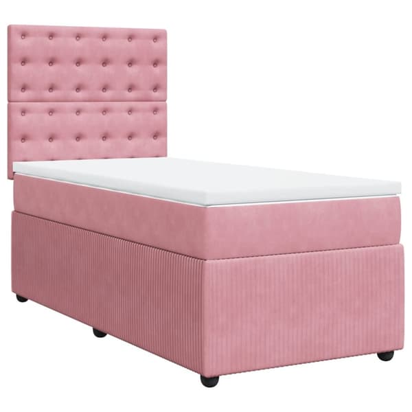 kontinentalseng med madras 90x190 cm fløjl pink