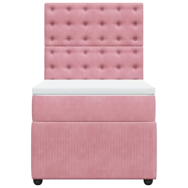 kontinentalseng med madras 90x190 cm fløjl pink
