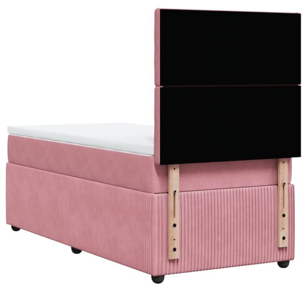 kontinentalseng med madras 90x190 cm fløjl pink