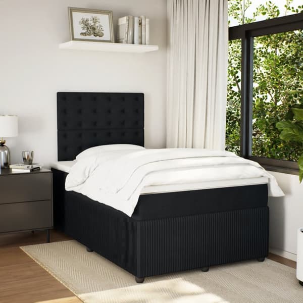 Ramsäng med madrass svart 120x190 cm sammet
