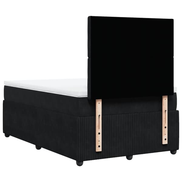 Ramsäng med madrass svart 120x190 cm sammet