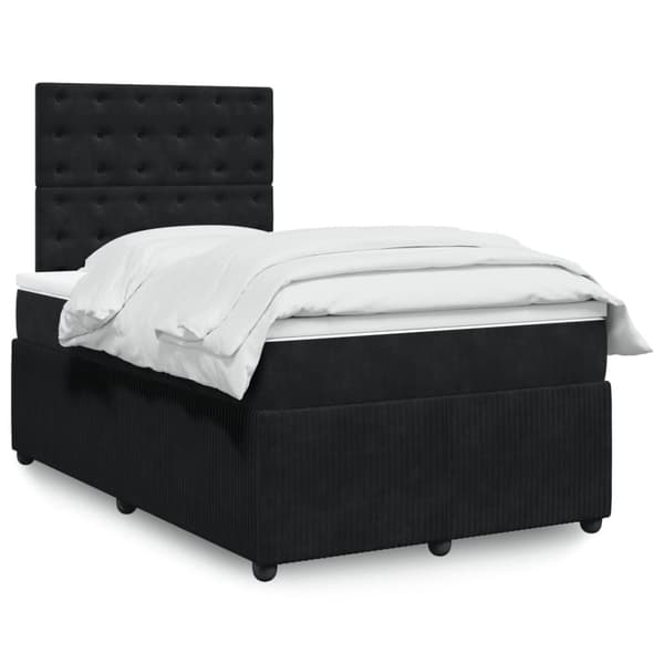 Ramsäng med madrass svart 120x190 cm sammet