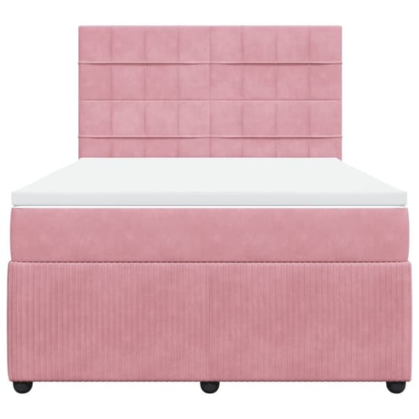 Ramsäng med madrass rosa 140x200 cm sammet