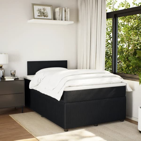 Ramsäng med madrass svart 120x190 cm sammet