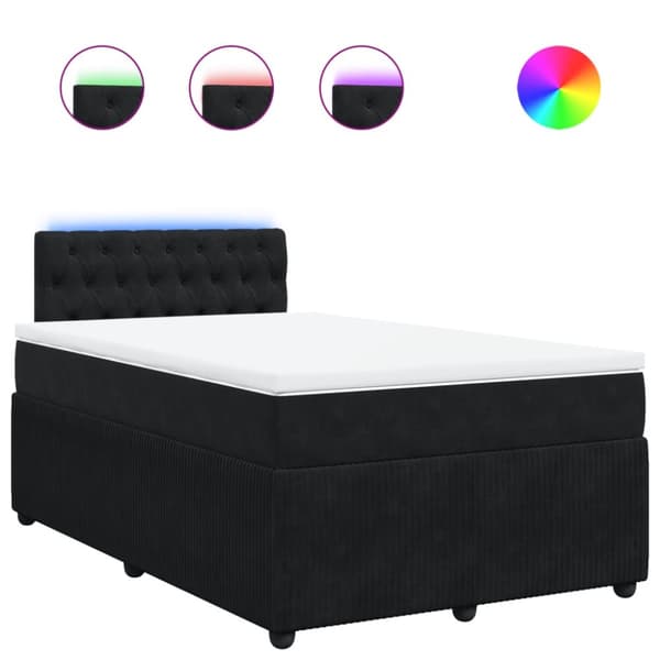 kontinentalseng med madras 120x190 cm velour sort