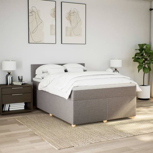 Mannermainen sänky patjalla, taupe, kangas, 160x200 cm