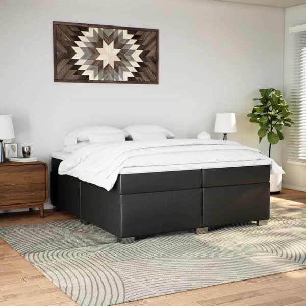 kontinentalseng med madras 200x200 cm kunstlæder sort