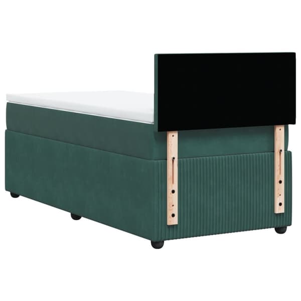 kontinentalseng med madras 90x200 cm fløjl mørkegrøn