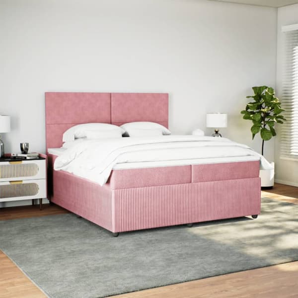 Ramsäng med madrass rosa 200x200 cm sammet