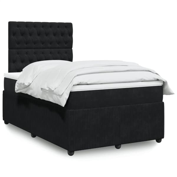 kontinentalseng med madras 120x190 cm velour sort
