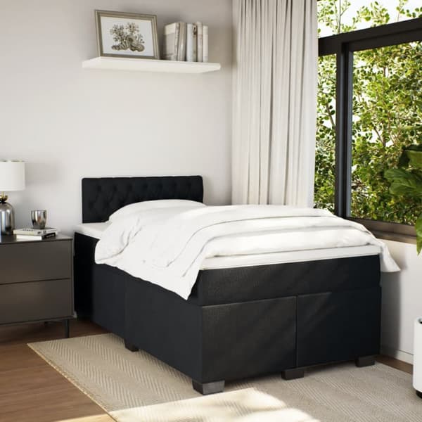 Ramsäng med madrass svart 120x190 cm sammet