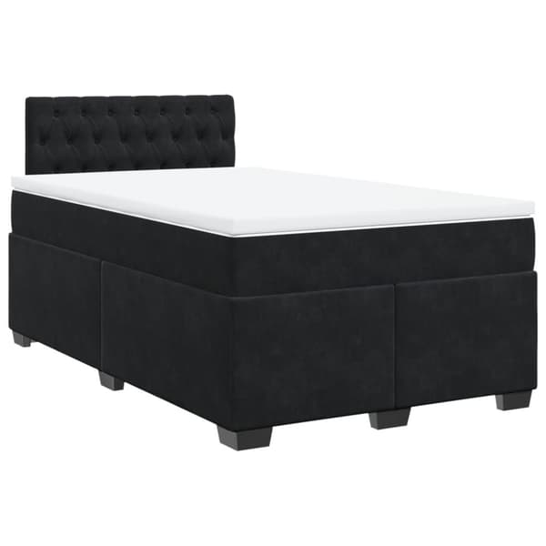 Ramsäng med madrass svart 120x190 cm sammet