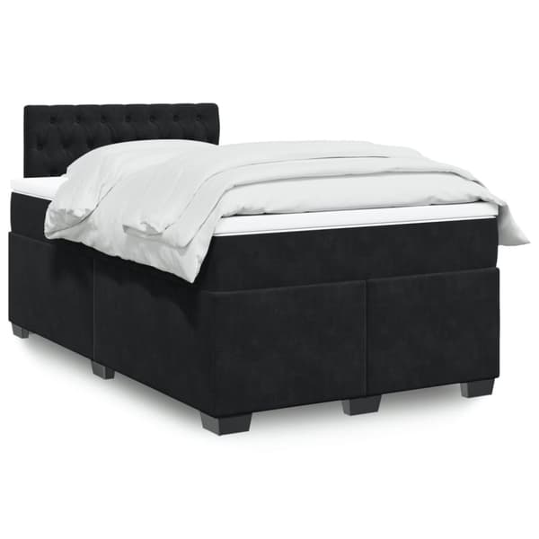 Ramsäng med madrass svart 120x190 cm sammet