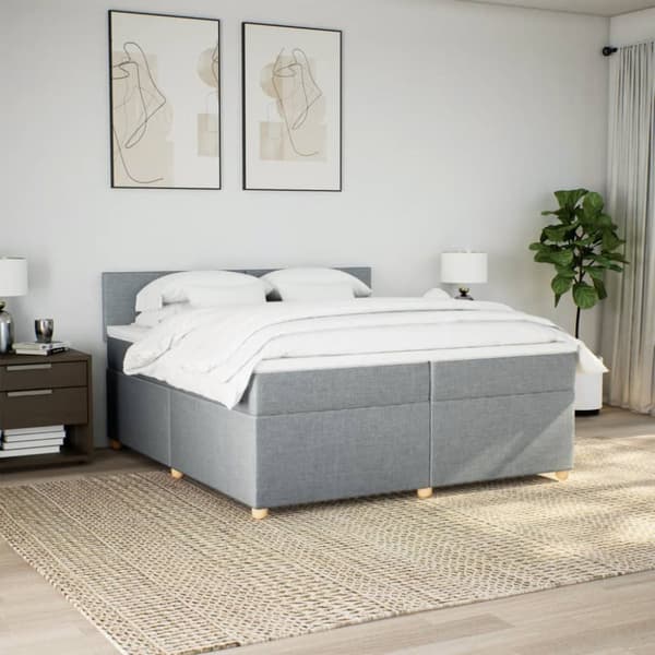 Ramsäng med madrass ljusgrå 200x200 cm tyg