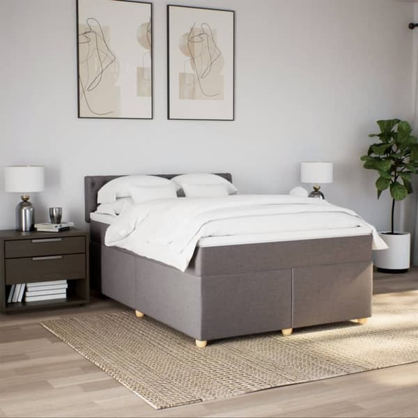 kontinentalseng med madras 140x190 cm stof gråbrun