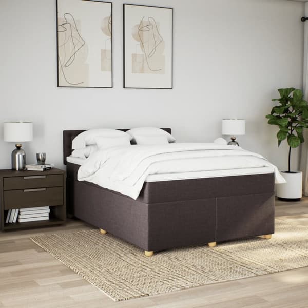 kontinentalseng med madras 140x190 cm stof mørkebrun