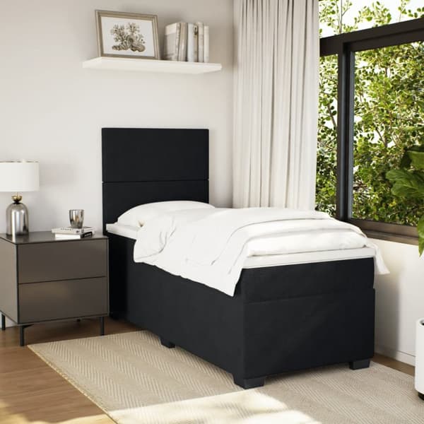 kontinentalseng med madras 90x190 cm fløjl sort