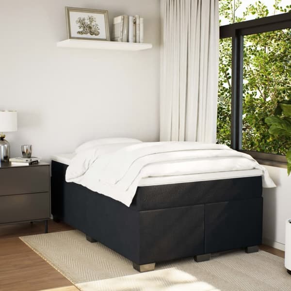 Ramsäng med madrass svart 120x190 cm sammet