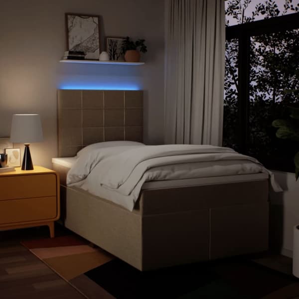 kontinentalseng med madras 120x190 cm stof cremefarvet