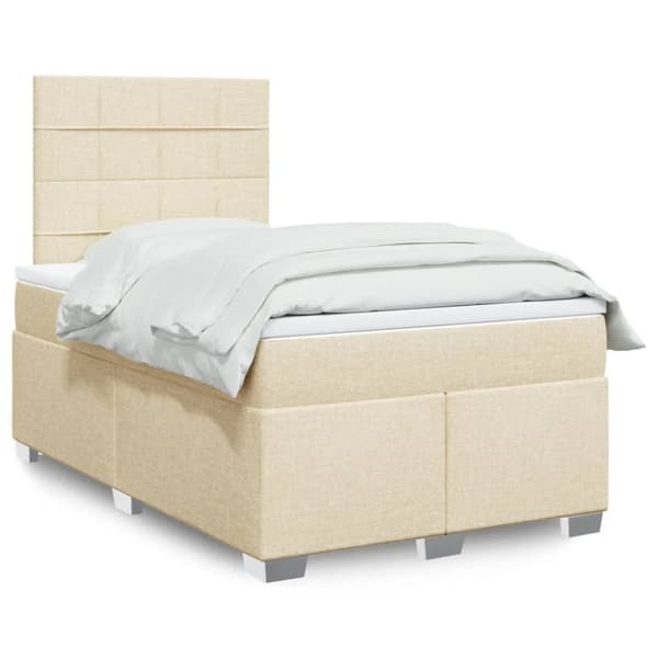 kontinentalseng med madras 120x190 cm stof cremefarvet