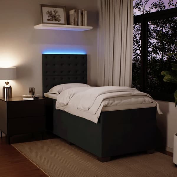 kontinentalseng med madras 90x190 cm fløjl sort