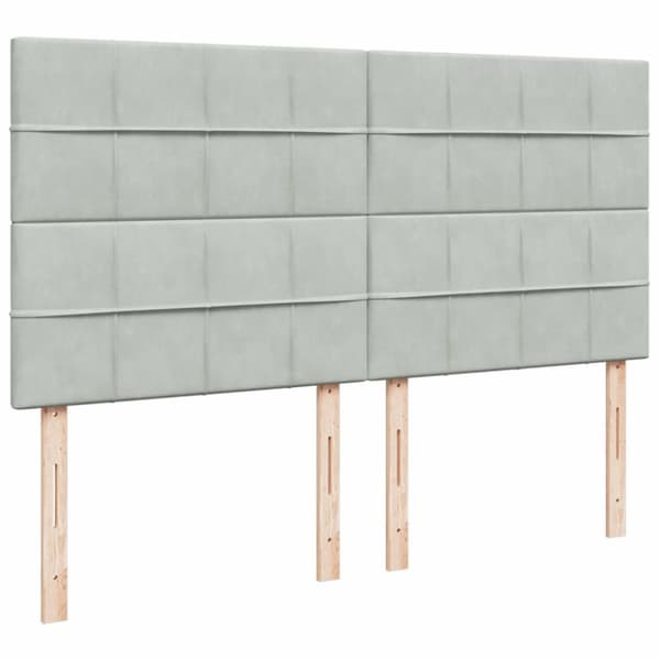 Ramsäng med madrass ljusgrå 180x200 cm sammet