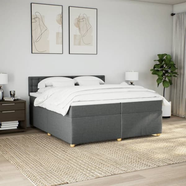 Ramsäng med madrass mörkgrå 200x200 cm tyg
