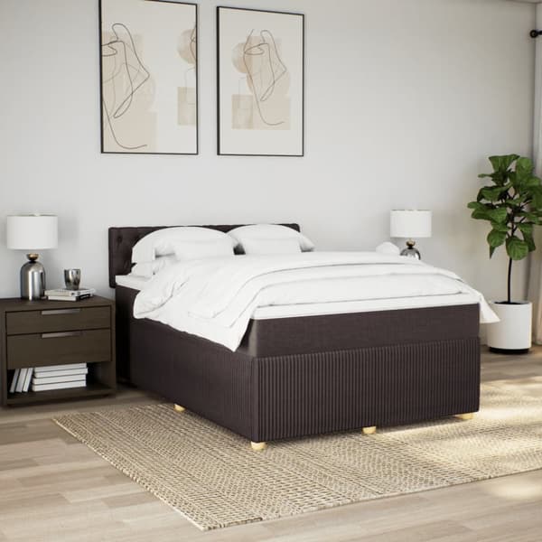 kontinentalseng med madras 140x190 cm stof mørkebrun