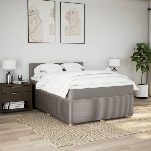Mannermainen sänky patjalla, taupe, kangas, 160x200 cm