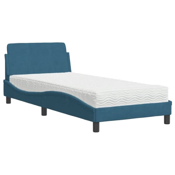 seng med madras 90x190 cm velour blå